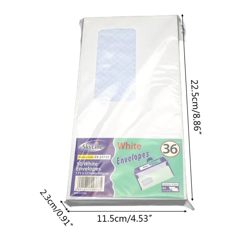 50pcs Security Envelopes with Window Confidential Seal
