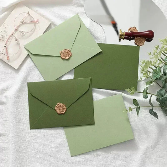 5pcs Cute Green Envelopes Kawaii High-grade Thick Envelopes for Letters Gifts Packing Wedding Party Invitations Cards Cover