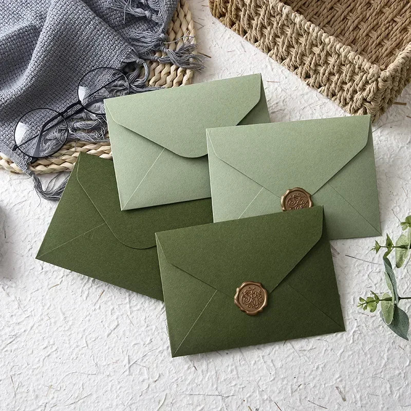 5pcs Cute Green Envelopes Kawaii High-grade Thick Envelopes for Letters Gifts Packing Wedding Party Invitations Cards Cover