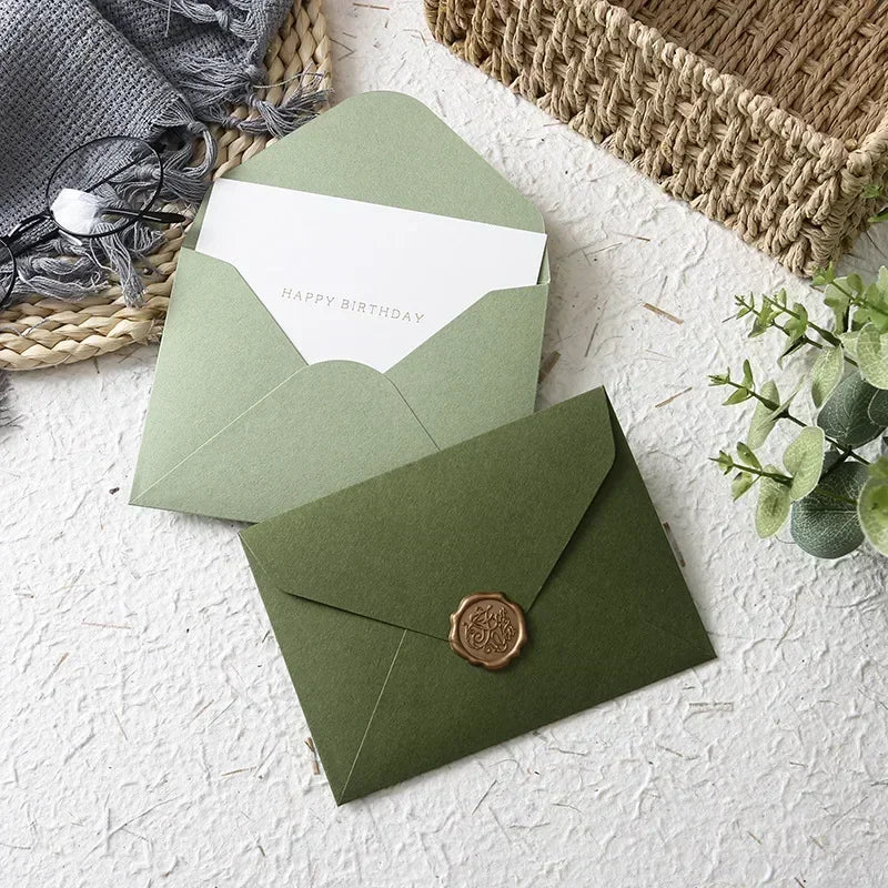 5pcs Cute Green Envelopes Kawaii High-grade Thick Envelopes for Letters Gifts Packing Wedding Party Invitations Cards Cover