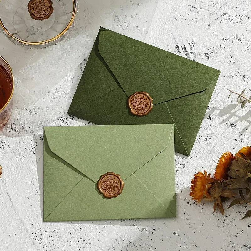 5pcs Cute Green Envelopes Kawaii High-grade Thick Envelopes for Letters Gifts Packing Wedding Party Invitations Cards Cover